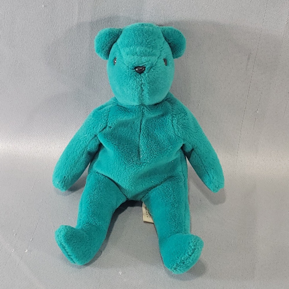 Ty Beanie Baby Teal Old Face Teddy Bear 1st Gen Tush Tag 1993 Rare No Hang Tag